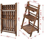 Topeakmart Wooden Plant Stand, 3 Tier Foldable Ladder Plant Stand in Brown - Image 4
