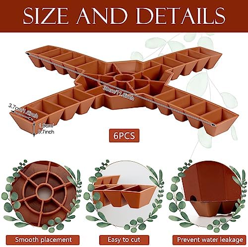 Panelee 6 Pcs Plant Pot Stand Riser 12 inch Plastic Under Plant Stand Adjustable Cuttable Prevent Water Damage for Outdoor Indoor Pot Holder Garden Patio(Brown) (Pack of 2) - Image 2