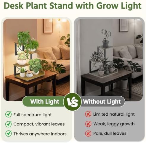 LASZOLA Plant Stand Indoor Tabletop Shelf Small for Desk, Wooden Brown - Image 4