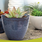 Headwind Ironstone Mandalay - 14" Denim Decorative Planter High-Gloss with Embossed Dotted Pattern & Durable Coated Finish – Lightweight Plant Pot Indoor & Outdoor Flower Pots Use by Robert Allen - Image 3