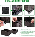 Outvita 2 Sets Raised Garden Bed with Legs, Square Elevated Planter Garden Box with Drainage Plug for Indoor Outdoor Planting Flowers Vegetables Tomato and Herbs(Brown) - Image 4