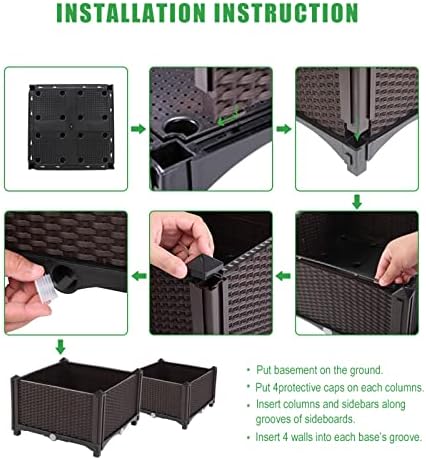 Outvita 2 Sets Raised Garden Bed with Legs, Square Elevated Planter Garden Box with Drainage Plug for Indoor Outdoor Planting Flowers Vegetables Tomato and Herbs(Brown) - Image 4