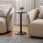 Homleke Round Side Table with Solid Wood Pillar, Small Drink Table - Image 2