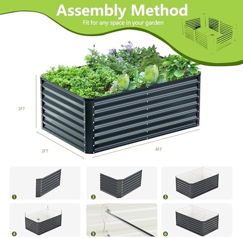 2PCS 4x2x2FT Galvanized Raised Garden Bed,Galvanized Planter Boxes Outdoor, Large Metal Raised Garden Beds for Vegetables-Grey - Image 5