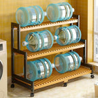 Plant Stand, Bamboo Ladder Shelf Display Shelf, Multi-Tier Planter Holder with wheel for Home Garden Patio Balcony Indoor Outdoor Use,80*40*65cm - Image 5