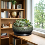 Bonsai Tree Pots 13 Inch, Ceramic Succulent Pots, Speckle Green - Image 4