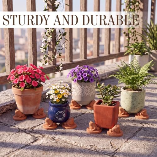 LemonRoad 12 Set Frog Pot Feet for Outdoor Planters, Terra Cotta Cement - Image 4