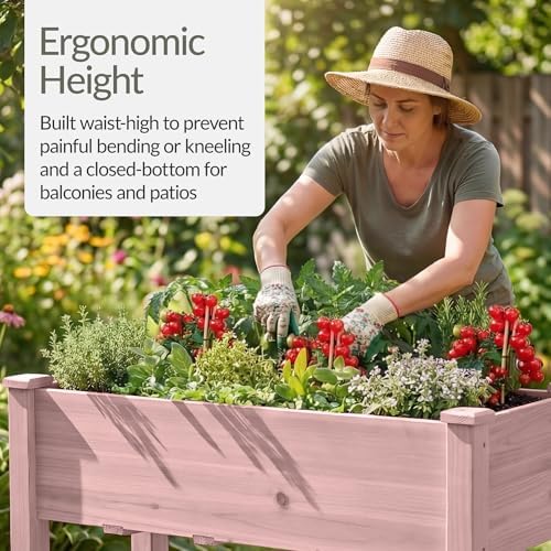 Best Choice Products 48x24x30in Raised Garden Bed, Elevated Wood Planter Box Stand for Backyard, Patio, Balcony w/Bed Liner, 200lb Capacity - Pink - Image 4