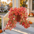 Artificial Fake Hanging Flowers for Fall Outdoors Decor 2 Pack UV Resistant Faux Hanging Plants, Waterproof Realistic Artificial Flowers for Autumn Porch, Balcony, Fence & Planters (Red-orange) by WelcometoUJROQI