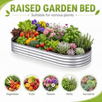 Galvanized Raised Garden Bed, Outdoor Planter Box for Gardening Metal Oval Raised Bed for Vegetables Flowers Herb & Fruit Easy Assembly Patio Kit for Planting Plants-SILVERY-8X4X1FT-1PCS - Image 4