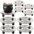 8 Packs Large Metal Plant Caddy with Wheels 13" and 11.8" Heavy-Duty Wrought Iron Rolling Plant Stands with Casters Plant Dolly Plant Roller Base Indoor and Outdoor Plant Pot Movers Planter Rollers by Planterhoma