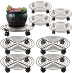 8 Packs Large Metal Plant Caddy with Wheels 13" and 11.8" Heavy-Duty Wrought Iron Rolling Plant Stands with Casters Plant Dolly Plant Roller Base Indoor and Outdoor Plant Pot Movers Planter Rollers by Planterhoma