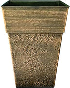 The HC Companies 18 Inch Avino Tall Square Planter - Decorative Indoor Outdoor Plant Pot for Front Porch, Deck, Patio and Home, Celtic Bronze by TheHCCompanies