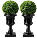 2PCS Plastic Urn Planter, Large Flower Urn for Outdoor Patio, Modern Garden Pot with Drainage Hole, Decorative White Vase for Front Porch, 19 Inch (Black 2) by Tacarlha