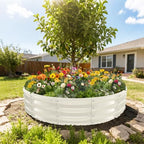 12 Inch Tall 60 Inch Diameter Round White Raised Garden Bed Kits Outdoor - Image 6