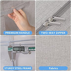 CYhom 3Pack Foldable Storage Bins - Frame Storage Box Linen Fabric Stackable Clothes Container Organizer with Clear Window & Carry Handles Large Capacity (Medium-36L, Light Grey) - Image 4