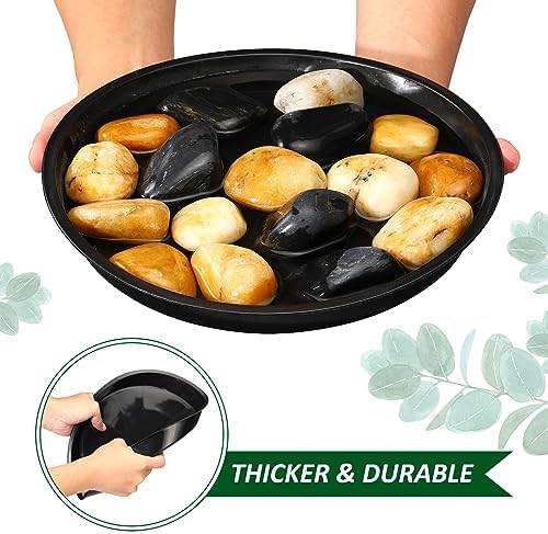 PATIKIL 4 Pack Plastic Plant Saucer, 14 Inch Plant Tray for Pots Round Plant Dish Plant Drip Trays Water Tray for Indoors Outdoors Garden, Black - Image 4