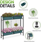 CADUKE Raised Planter Box with Legs, 32" Elevated Vegetable Garden Beds, Raised Garden Bed with Drainage Holes & Trellis, Herb Garden Planter Outdoor for Vegetables, Balcony, Patio, Green - Image 3