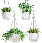 Melphoe Self Watering Hanging Planters Indoor Flower Pots, (8.3’’+8.3’’+5.3''+5.3'' 4Pack) - Outdoor Hanging Plant Pot Basket, Plant Hanger with 3Hooks Drainage Holes for Garden Home (White) by Melphoe