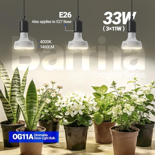 Barrina OG11A Grow Light Bulbs for Indoor Plant, 4000K 11W, 3 Packs, White - Image 3