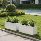 Metal Planter Box 36" L x 12" W x 16" H White Steel Outdoor Planter Box - Image 2