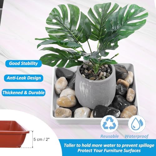 PATIKIL Plant Saucer Tray, 2 Pack 14 Inch Square Plant Saucer Heavy Planter Pot Saucers Large Deep Flower Planter Drip Tray for Indoor Outdoor Plants, Terracotta - Image 6