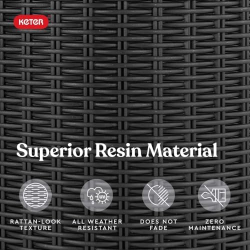 Keter Resin Rattan Set of 2 Round Hanging Planter Baskets for Indoor and Outdoor Plants-Perfect for Porches and Patio Decor, Graphite - Image 7