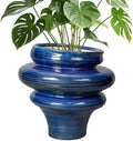 Ceramic Pots for Plants - 11 Inch Ceramic Planter with Drainage Hole, Unique Planters for Indoor Outdoor, Large Decorative Flower Pot, Home Office Room Decor, Gifts for Plants Lover, Blue by Teagas