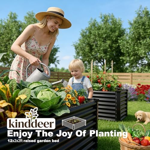 12x2x2ft Raised Garden Beds Outdoor Kit, Galvanized Planter Garden Boxes Outdoor, Metal Raised Garden Beds for Vegetables,Fruits,Herb,Flower,Black - Image 3