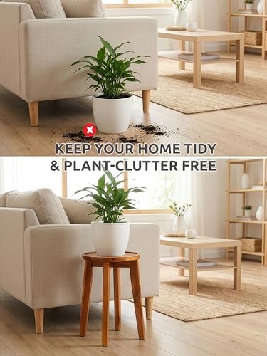 Demigo 15 in Tall Plant Stand, Acacia Plant Shelf for Indoor & Outdoor Use - Image 6