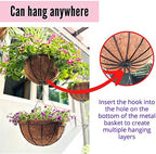 LaLaGreen Large Hanging Baskets (16 in, 6 Pack) Black Metal Coco Liner Pots - Image 5