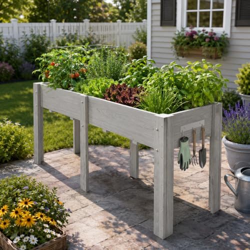 IDEALHOUSE 72"x23"x30" Elevated Wood Raised Garden Bed Planter Box by IDEALHOUSE
