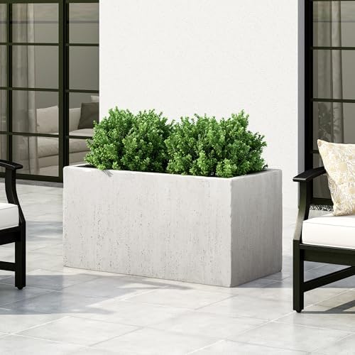 Large Rectangular Outdoor Planters, 35 Inch, White - Image 3