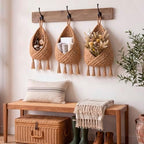 Honeydak 3 Hanging Baskets, Light Linen, Triangular Tassel, Jute - Image 6