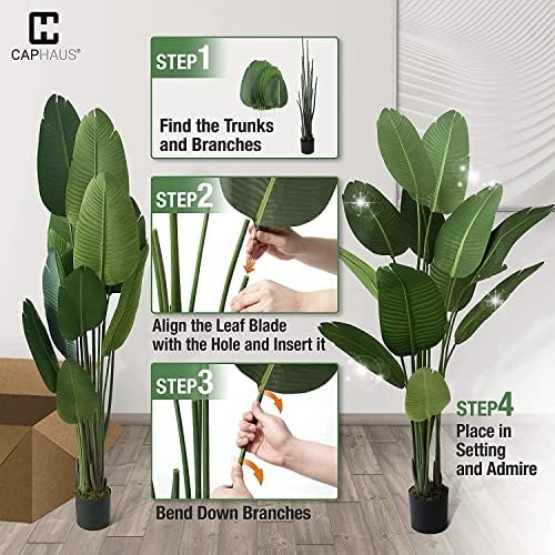 Fencer Wire Artificial Bird of Paradise Tree, Fake Plant in Pot with Dried Moss, Premium UV Resistant Lifelike Tropical Home Décor, 5 Feet, 60 Inch Faux Tree with 10 Trunks for Indoor/Outdoor Use - Image 6