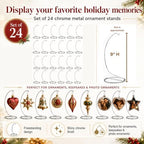 Silver Ornament Display Stands Set of 24, 9 Inch Chrome Metal Hanging Holders for Christmas Ornaments, Jewelry, Terrariums, Crafts, Air Plants, Keepsakes & Retail Displays, 8 Inch Hanging Height - Image 3