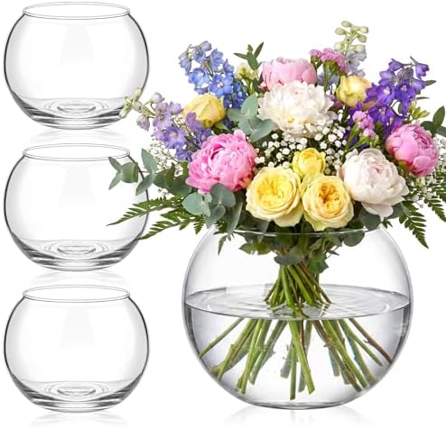 4 Pcs Fish Bowl Bubble Vase Bulk,6.1" h X 7.87" w by Zopeal