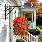 Ammyoo Artificial Faux Hanging Flowers Basket for Fall Outdoor Porch Decor - Image 2