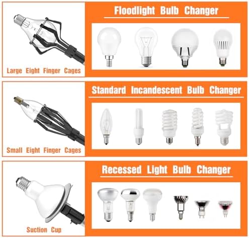 LAANPOLE 36FT Reach Light Bulb Changer for High Ceilings, Light Bulb Changer with Baskets and Suction Cup for Recessed Lights with 7-30FT Telescoping Extension Pole - Image 2