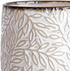 D'vine Dev Embossed Leaves Ceramic Planter, 6 in, Smoked White, 27-A-X-1 - Image 7
