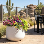 Kante Modern Home Minimalist 18.1" Dia Patina Concrete Curved Planter - Image 3