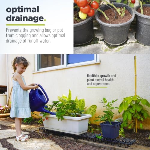 Plant Stand Outdoor – Plant Riser 5 Pack for Pots, Planters & Grow Bags | Heavy-Duty UV-Resistant Elevated Pot Stand for Drainage, Airflow, Root Health & Cleaner Patios – 19.7x7.5x2.4 in (Black) - Image 6