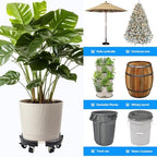 CASIMR Plant Stand with Wheels, Heavy Duty Plant Caddy with 8 Twin Casters, 2 Pack Adjustable 15-20 Inch Indoor Outdoor Large Rolling Plant Stand Planter Cart Dolly for FlowerPot, 600lbs Capacity - Image 6