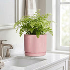 8 Inch Plant Pot, Ceramic Flower Pots, Round Plant Pots, Pink - Image 7