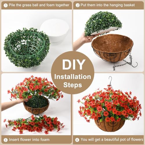 Artificial Hanging Flowers Basket for Outdoor, UV Resistant Plants Daisy - Image 3