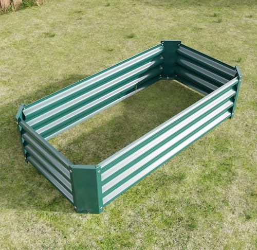 Raised Garden Bed 2 Pack, 4x2x1ft Galvanized Metal Raised Garden Beds Outdoor for Vegetables, Flowers and Herbs, Large Rectangle Planter Box for Backyard and Patio Gardening, 12 Inch Deep, Green - Image 5
