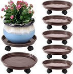 6 Packs Plant Caddy with Wheels 12" Plastic Rolling Stands Heavy-Duty Dolly with Casters Indoor Outdoor Coaster, Brown by Planterhoma