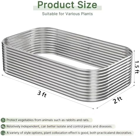 2 Pack Tall Galvanized Raised Garden Bed Outdoor, Metal Garden Bed for Vegetables, Above Ground Garden Box for Flower, Steel Raised Beds for Gardening - 3x2ft - Image 3