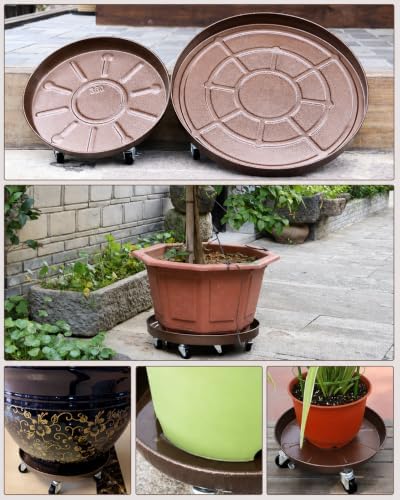 20" Metal Rolling Plant Caddy with Wheels, Indoor Outdoor, 1-Pack Bronze - Image 6