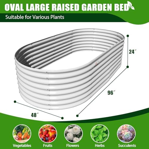 Anleolife 8x4x2ft Oval Deep Root Raised Garden Bed Kit, Antique White - Image 3